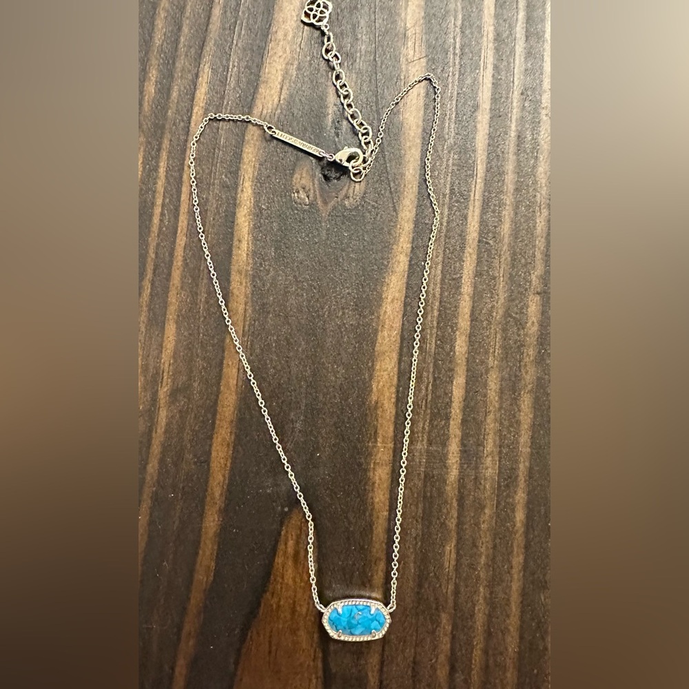 Kendra Scott Veined Turquoise Gold Pendant Necklace